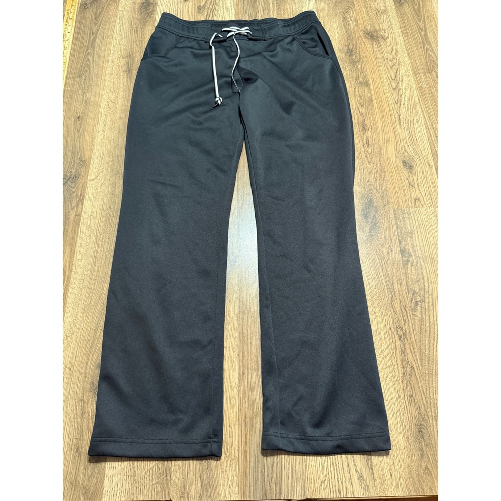 Adidas Pants Womens Size M Black Track Sweatpants Lace Up Waist Straight Leg